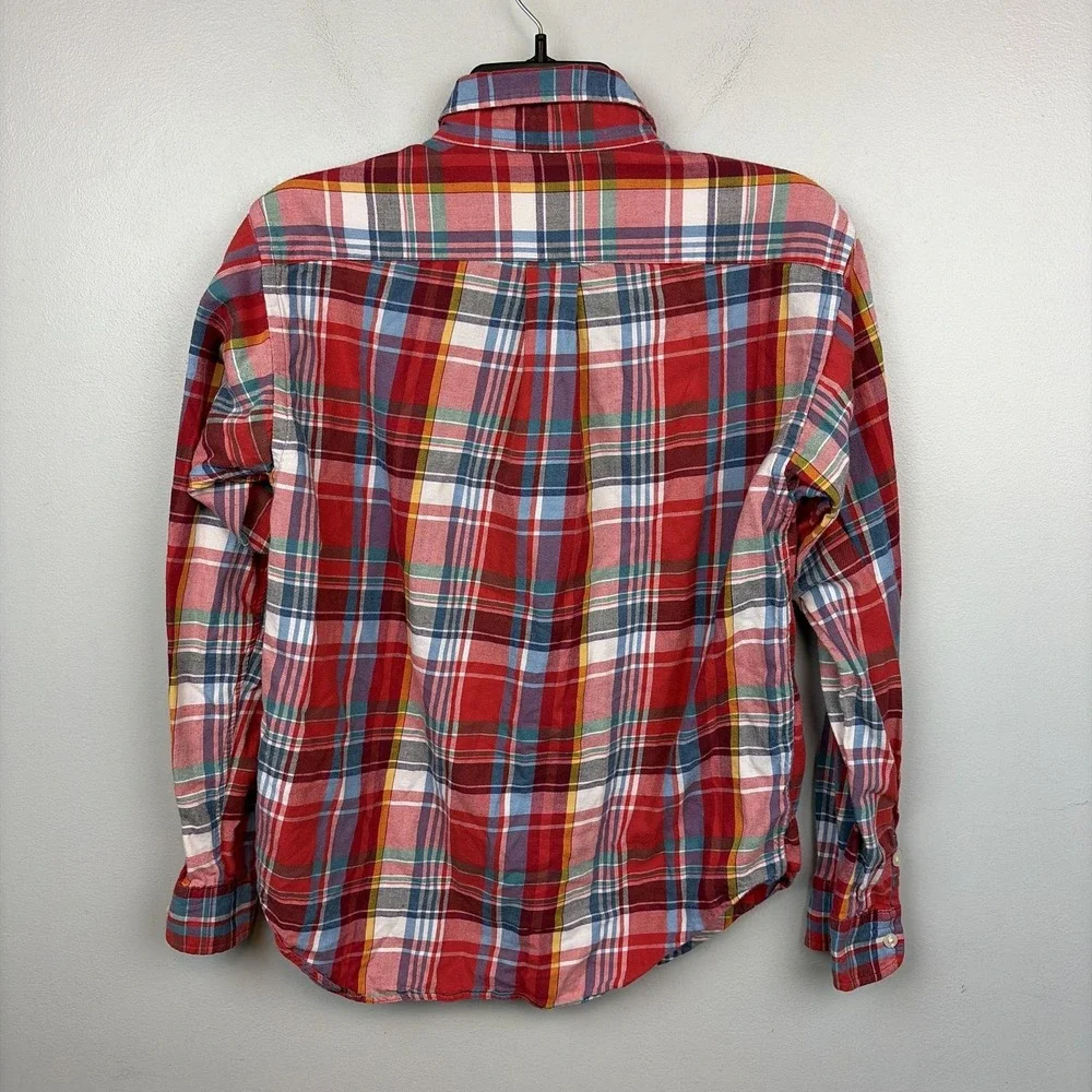 Ralph Lauren Shirt Boys 16 L Red‎ Plaid Long Sleeve Button Down Cotton Pony